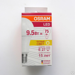 Лампа светодиодная LED 9,5(70)вт А55 Е27 230в теплый белый Osram #1