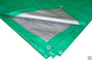 Тент полиэтилен тарпаулин 4 м x 6 м, с люверсами (120 гр/м2, зеленый/серебр 