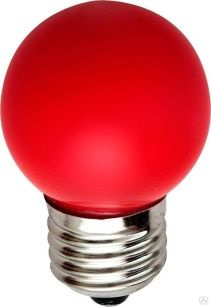 Лампа светодиодная LED 1вт Е27 красный шар LB-37 5LED Feron 