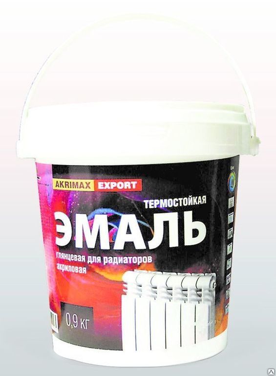 Эмаль акриловая термостойкая для радиаторов AKRIMAX, 0,9 кг
