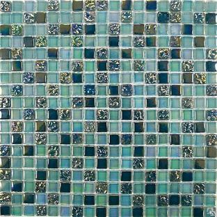 Стеклянная мозаика бирюзовая Sea drops, 300х300мм 