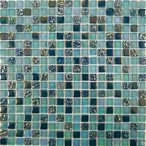 Стеклянная мозаика бирюзовая Sea drops, 300х300мм