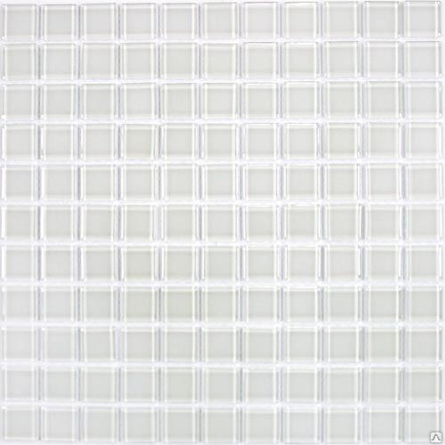 Стеклянная мозаика белая моноколор White glass, 300х300мм