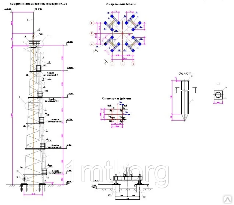 Сборочный чертеж прожекторная мачта пмс 24 чертеж
