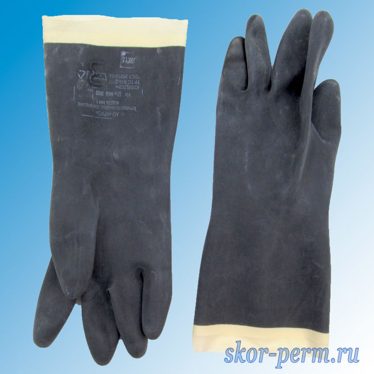 Перчатки резиновые технические КЩС, тип 1