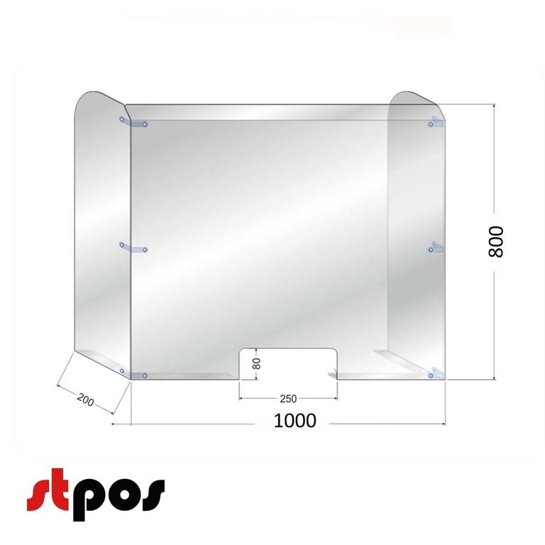 Экран-барьер защитный П-образный 1000 х 800 мм