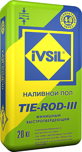 Наливной пол самовыравнивающийся гипсовый IVSIL TIE-ROD-III 20 кг