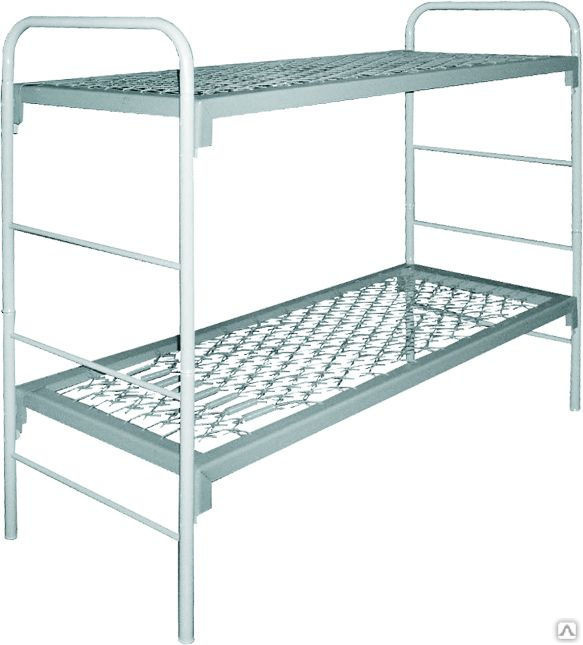 Кровать двухъярусная металлическая Строительная 1900х700 мм, цена в .