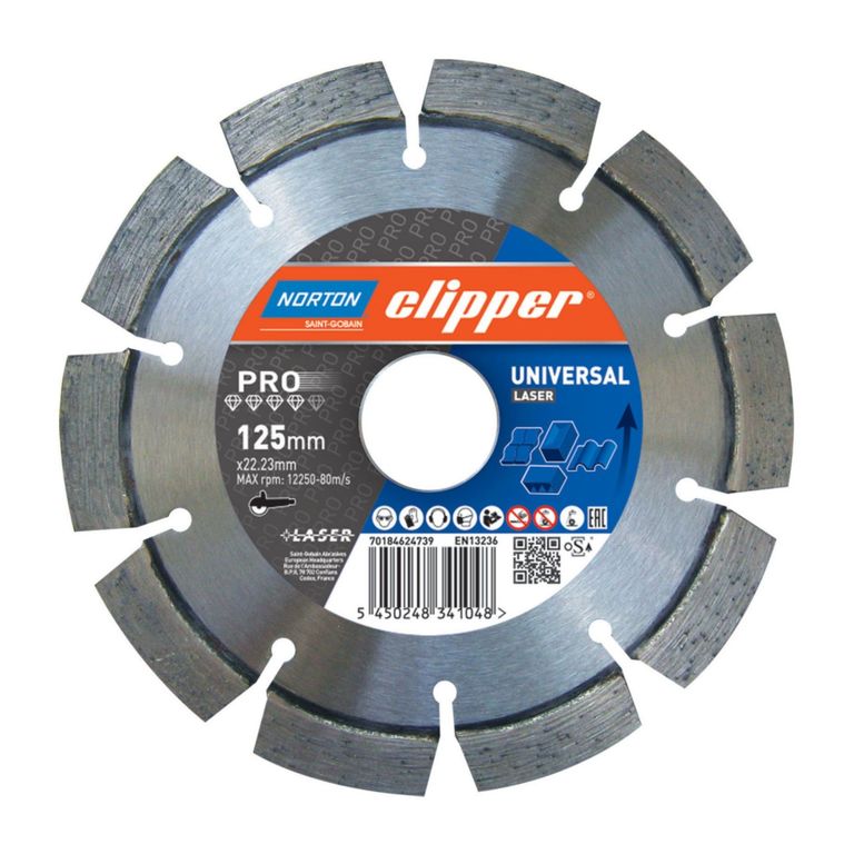 Алмазный диск NORTON CLIPPER PRO UNIVERSAL laser 125x22.23