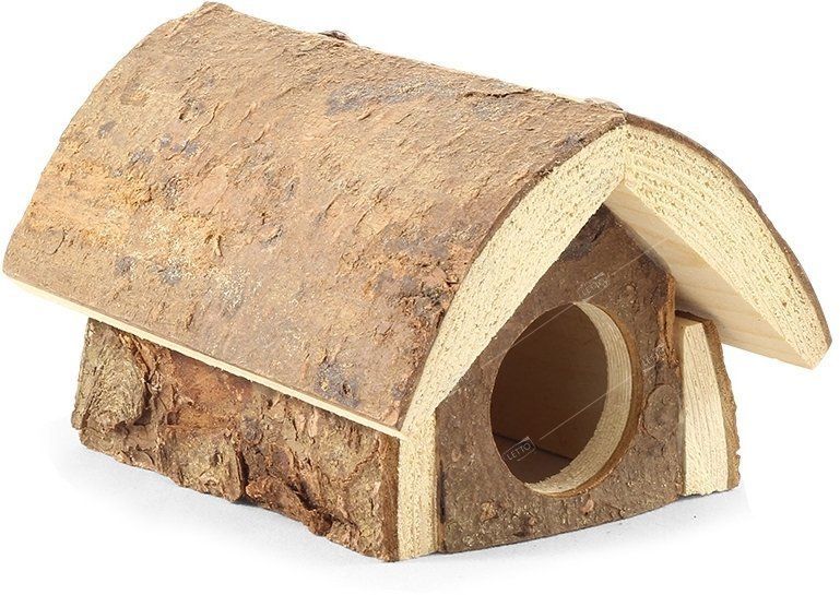 Домик-избушка для мелких животных из неокоренного дерева, 120*160*100мм 420