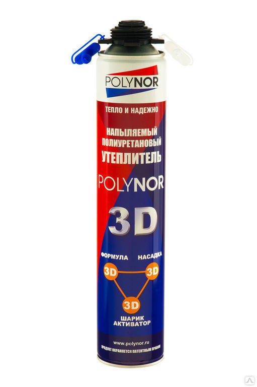 Полинор POLYNOR 3D Напыляемый полиуретановый утеплитель 12*890 мл