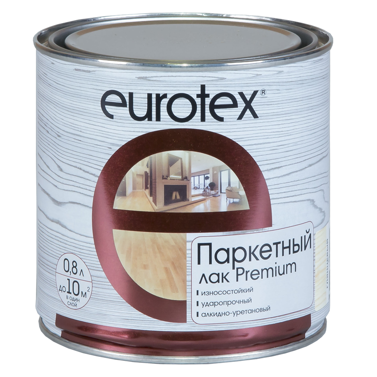Лак паркетный Eurotex Premium (алкидно-уретановый) полуматовый ведро 10л
