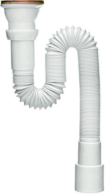 Сифон гофрир,мойка 1 1/2 пластик, с жесткой трубой 40/50 L=1000 ОРИО (АС-7011)