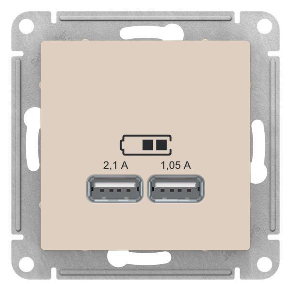 Механизм розетки USB ATLAS DESIGN 5В 1порт х 2.1А 2порта х 1.05А беж. SchE ATN000233