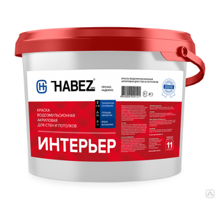Акриловая краска для потолков и стен HABEZ Интерьер 6 кг #1