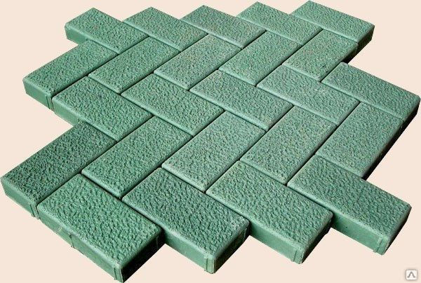 Тротуарная плитка Кирпичик 100х200х55 цвет зелёный